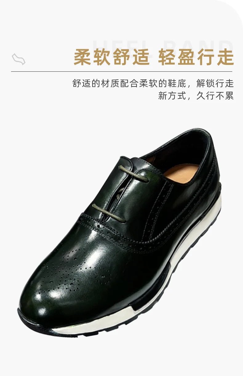 Spring Casual Shoes Men's Genuine Leather Anti - skid Sports Shoes Outdoor Walking Shoes Classic Pointed Breathable Leather Shoes - Kenner House Emporium