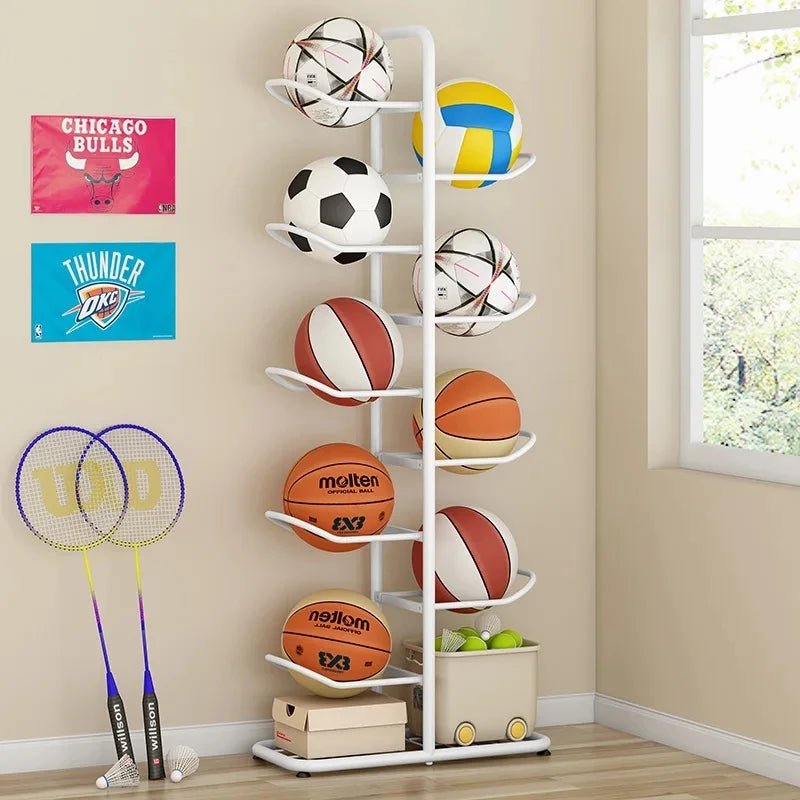 Basketball storage rack Household children's toys Balls Multilayer floor storage basket Table tennis badminton racket storage - Kenner House Emporium