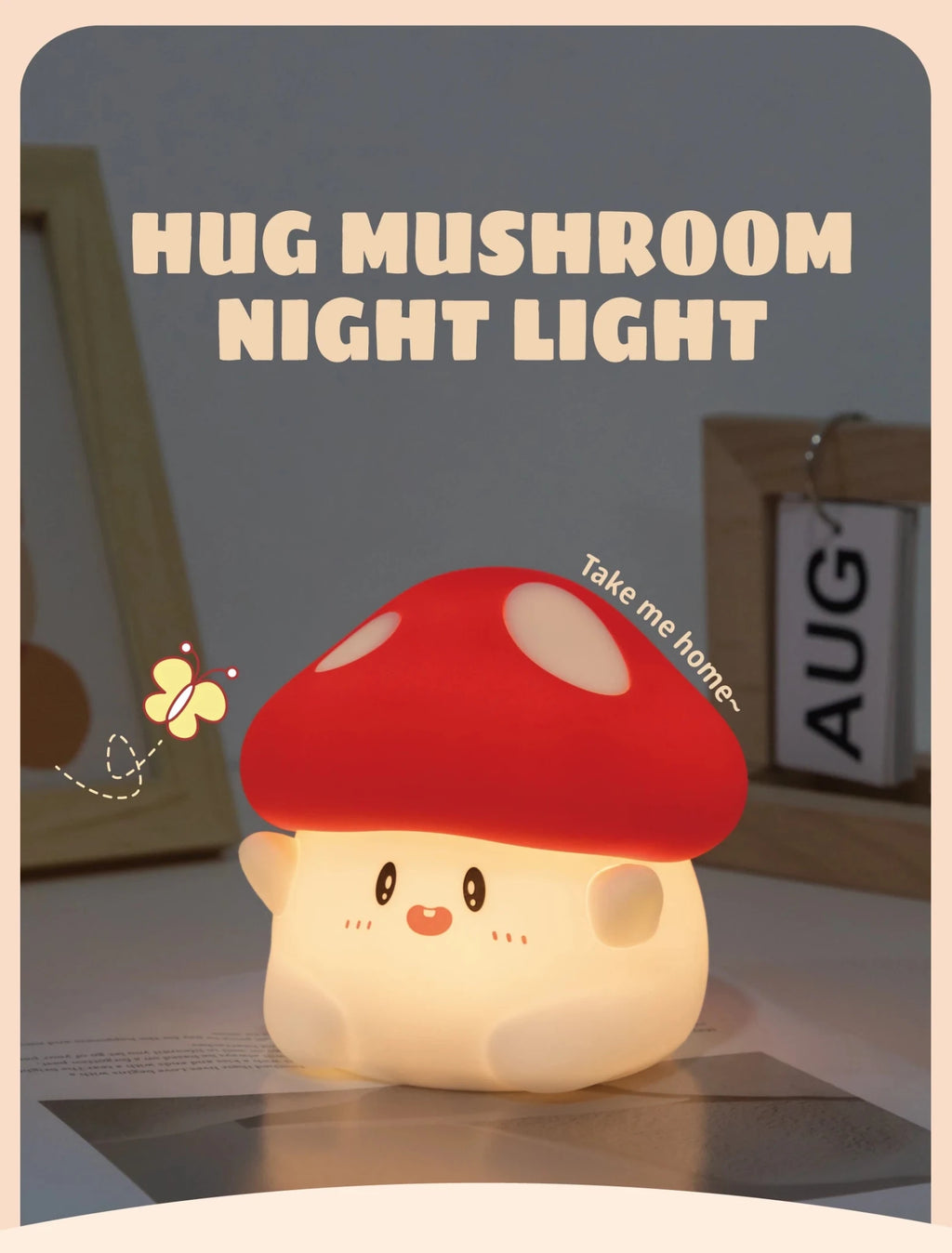 Mushroom Night Light LED Rechargeable USB Table Lamp Desk Room Decoration Baby Nursery Kids Birthday Gift Animal Pumpkin Lantern - Kenner House Emporium