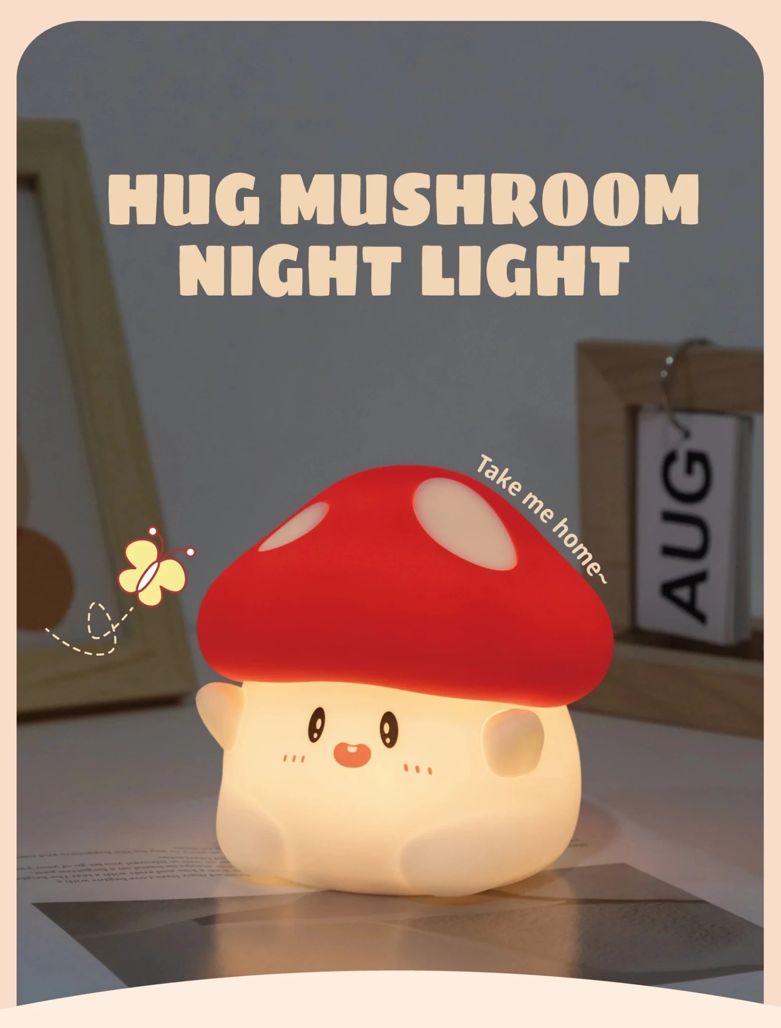 Mushroom Night Light LED Rechargeable USB Table Lamp Desk Room Decoration Baby Nursery Kids Birthday Gift Animal Pumpkin Lantern - Kenner House Emporium