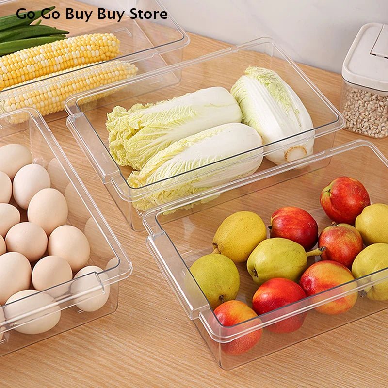 【ST】1Pcs Refrigerator Storage Box Fridge Organizer Fresh Vegetable Fruit Drain Basket Storage Container Pantry Kitchen Organizer - Kenner House Emporium