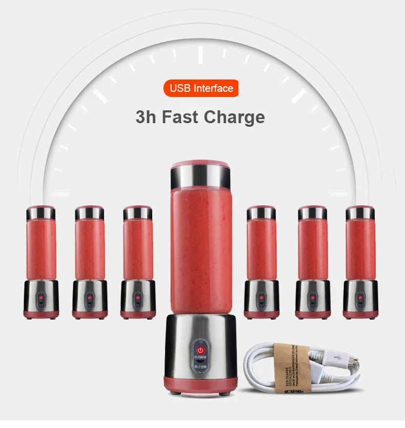 Multifunction Juicers Portable Electric Blender USB Rechargeable Electric Mixer Fruit Orange Milkshake Juice Maker Machine 450M - Kenner House Emporium