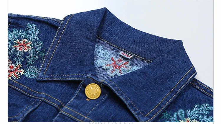 Fashion Kids Girl Denim 2 Piece Set Jacket and Jeans Embroidery Flower Jeans Jacket and Pants Set Child Vintage Spring Clothes - Kenner House Emporium