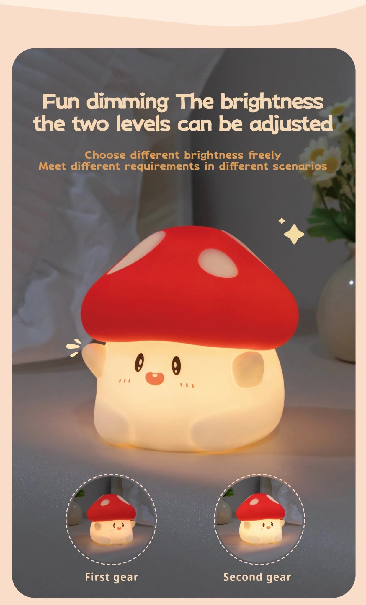 Mushroom Night Light LED Rechargeable USB Table Lamp Desk Room Decoration Baby Nursery Kids Birthday Gift Animal Pumpkin Lantern - Kenner House Emporium