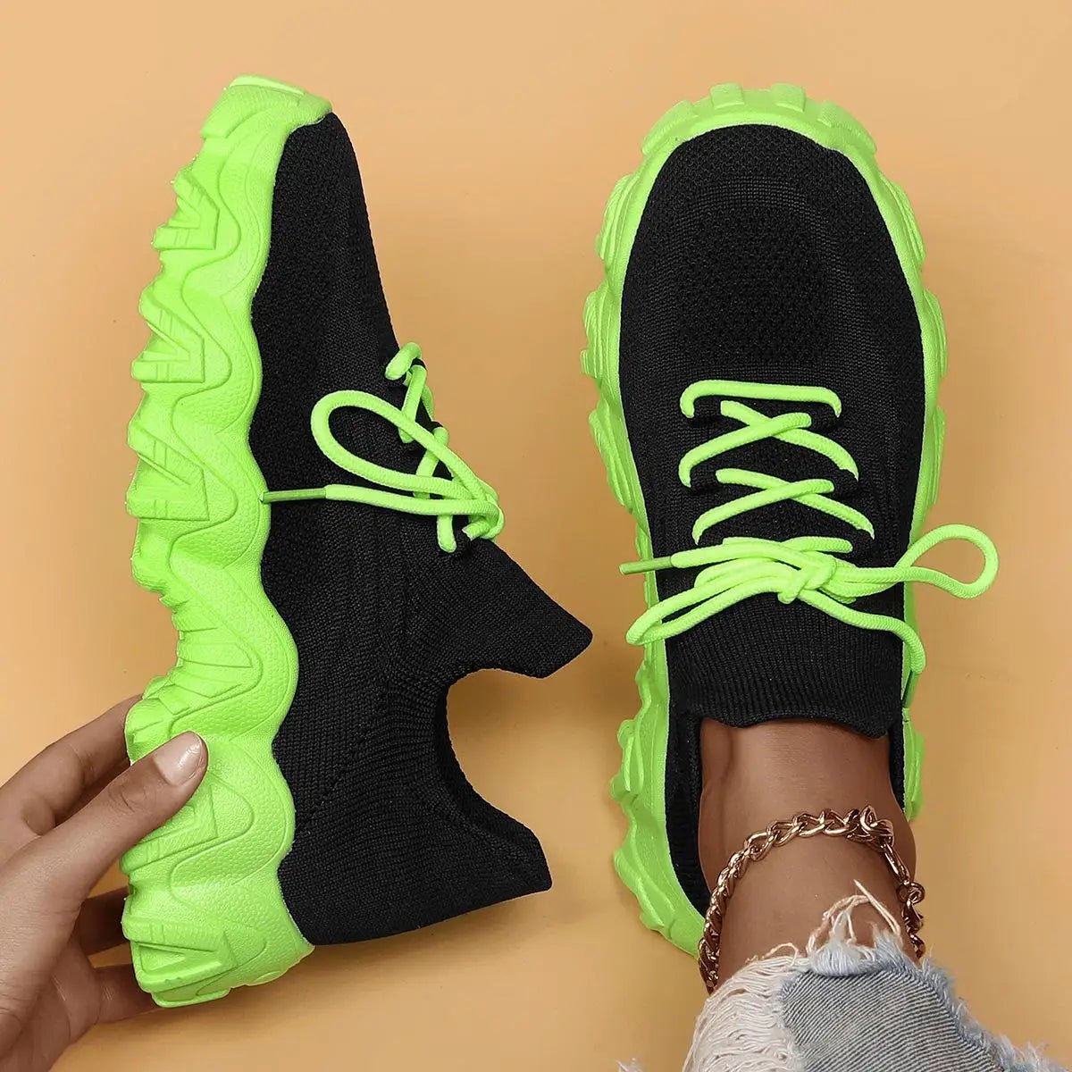 Spring Pink Sneakers Woman Shoes Casual Breathable Mesh Sneakers for Women Platform Slip - on Knitted Socks Sneakers Ladies - Kenner House Emporium