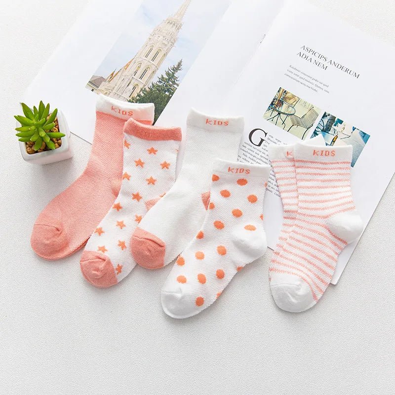 5 Pairs/lot 0 to 7 Years Spring Summer Thin Mesh Socks For Girls Boys Cute Animal Children's Thin Sock Baby Newborn Short Socks - Kenner House Emporium