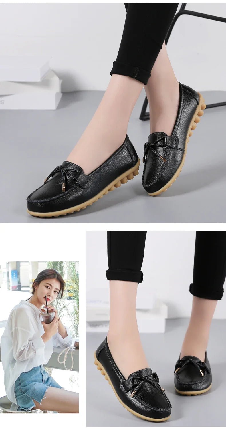 New Woman Flats Shoes Ballet Flat Sneakers Genuine Leather Spring Soft Moccasins Ladies Boat Ballerina Espadrilles Creepers - Kenner House Emporium