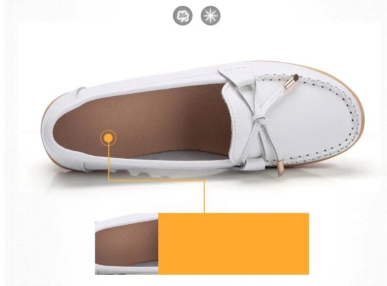 New Woman Flats Shoes Ballet Flat Sneakers Genuine Leather Spring Soft Moccasins Ladies Boat Ballerina Espadrilles Creepers - Kenner House Emporium