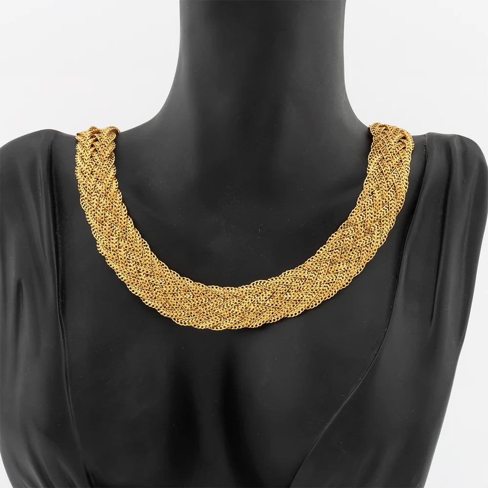 YM 10MM Woven Chain for Women Gold Plated Necklace and Bracelet 40CM Hollow Chain Dubai Africa Luxury Punk Jewellery Accessaries - Kenner House Emporium