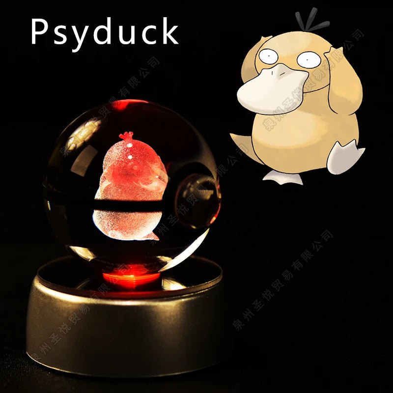 Pokemon Crystal Ball 3D Pikachu Gengar Mewtwo Night Light Lamp Pokeball 3D Glass Pokemon Crystal Ball Statue Kids Birthday Gift - Kenner House Emporium