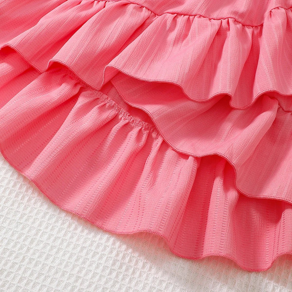 Kid Girls Summer Princess Clothing Set Flutter Sleeve Plain Color Tops+Short Skirt Sweet Style Party Wear For Child 8 - 12 Years - Kenner House Emporium