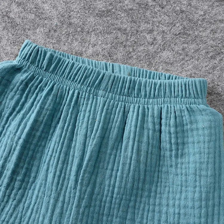 Cotton Linen Kids Clothes Girls Outfit Summer Boy Clothing Sets Solid Color Short Sleeve Tops Shorts Children Clothing 2 - 7 Years - Kenner House Emporium