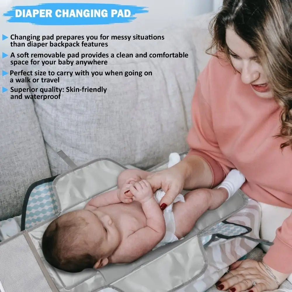 Portable Diaper Changing Pad Portable Baby Changing Pad with Pockets Waterproof Travel Diaper Changing Station Kit Baby Gifts - Kenner House Emporium