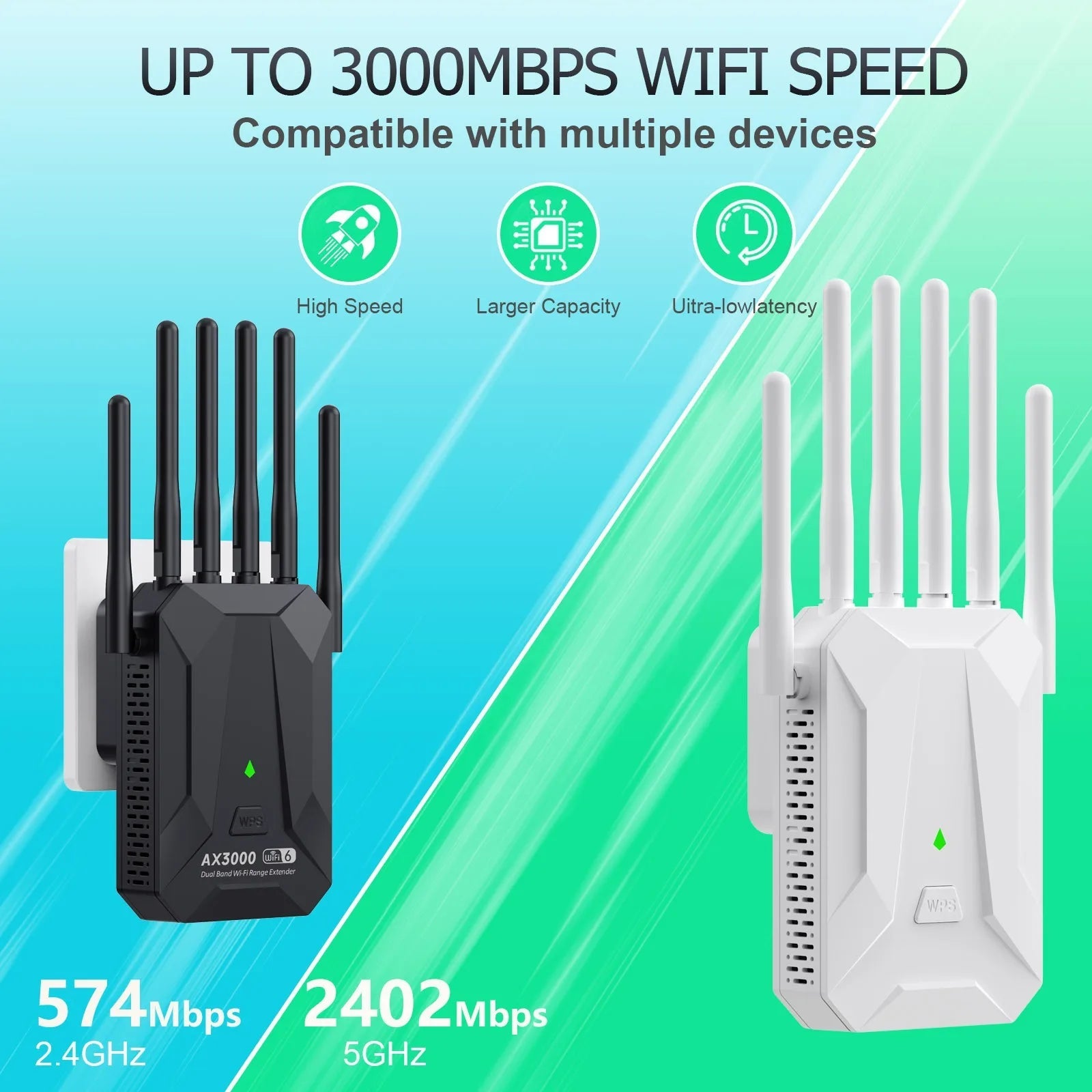 WiFi 6 3000Mbps Wireless Repeater Dual Band 2.4Ghz 5GHz WiFi Extender Wi - Fi 6 Amplifier Long Range Signal Expansion Booster - Kenner House Emporium