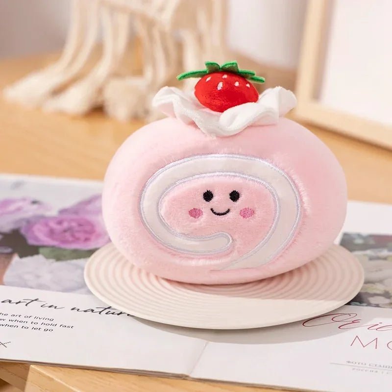 Stuffed Cake Plushie Strawberry Swiss Roll Plush Toys Cute Face Cream Snack Party Decor Party Gift Toys For Kids Birthday - Kenner House Emporium