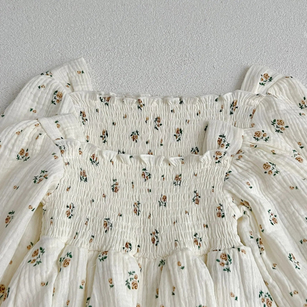 Spring Autumn Infant Kids Baby Girls Long Sleeve Rose Print Sisters Dress Newborn Kids Baby Girls Children Clothes Rompers - Kenner House Emporium