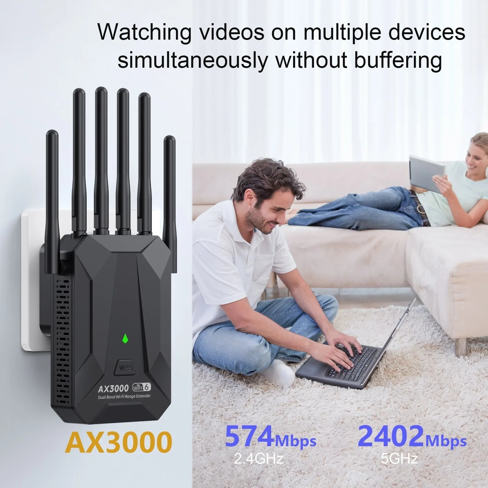 WiFi 6 3000Mbps Wireless Repeater Dual Band 2.4Ghz 5GHz WiFi Extender Wi - Fi 6 Amplifier Long Range Signal Expansion Booster - Kenner House Emporium