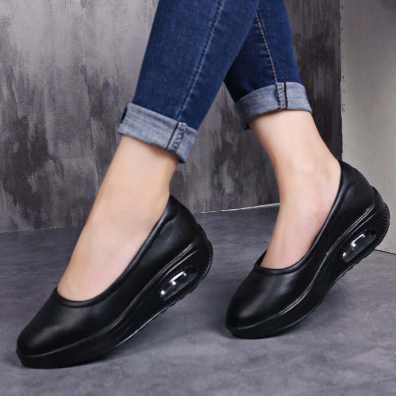 Women'S Nursing Shoes - Lightweight Cushioned Nurse Shoes with Arch Support, Non - Slip PU Synthetic Cover - All - Day Comfort for Hospital, Clinic, Office - Extended Sizes Available - Easy - Clean Black Work Footwear, Nurse Access - Kenner House Emporium
