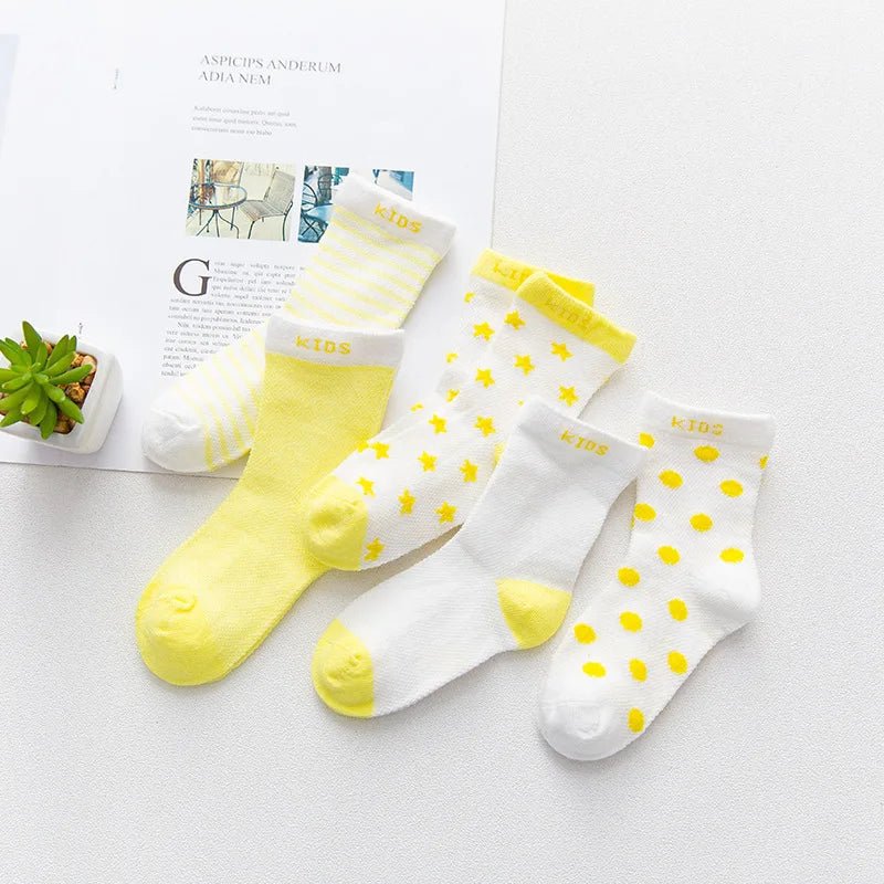 5 Pairs/lot 0 to 7 Years Spring Summer Thin Mesh Socks For Girls Boys Cute Animal Children's Thin Sock Baby Newborn Short Socks - Kenner House Emporium
