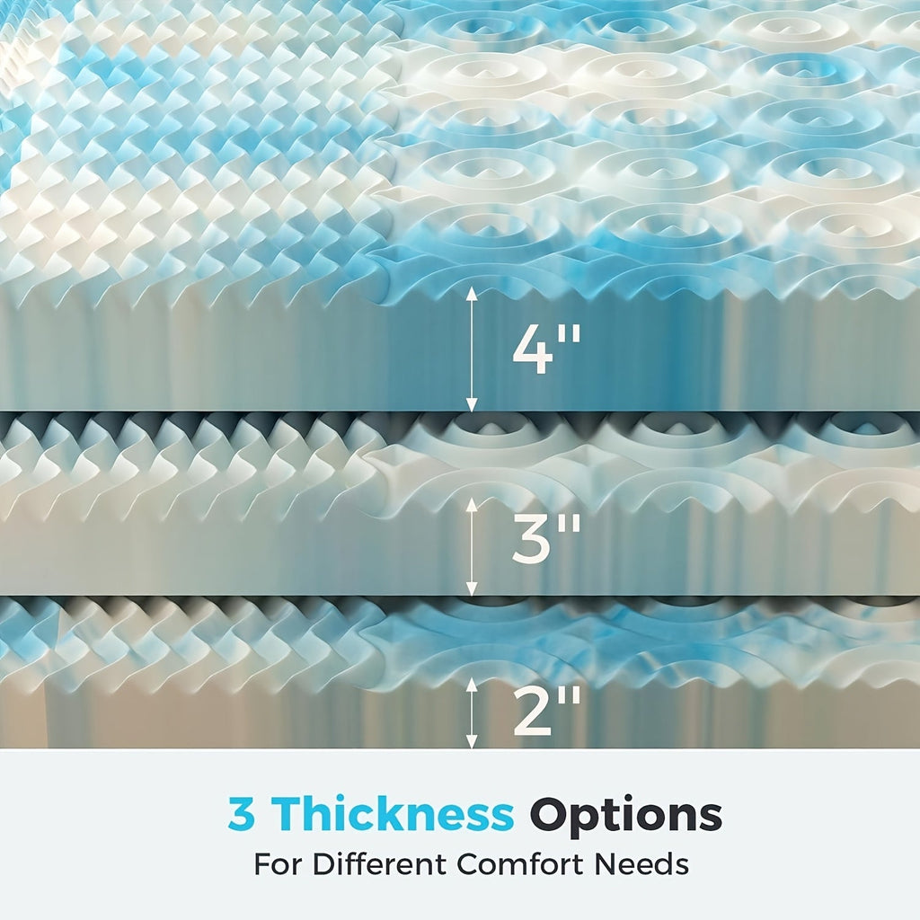 Basic 2/3/4 Inch And Upgraded 5zone 2/3/4 Inch Mattress Topper Comfort Bed Topper Cooling Mattress Pad Gel Premium Memory Foam Mattress, CertiPUR - US - Kenner House Emporium