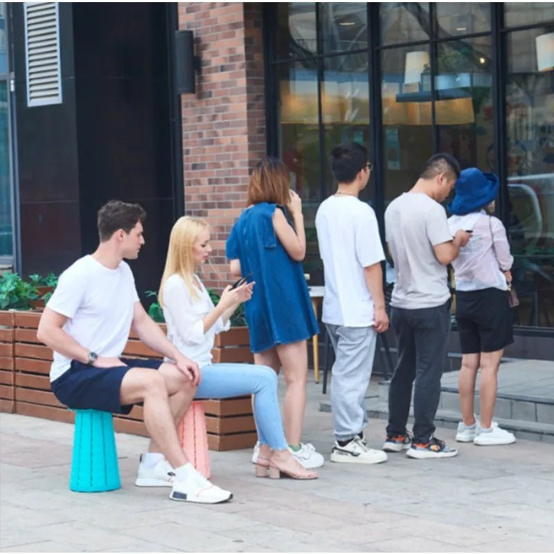 Outdoor telescopic folding stool - portable for queueing during travel, adjustable for home use, retractable seat for camping. - Kenner House Emporium