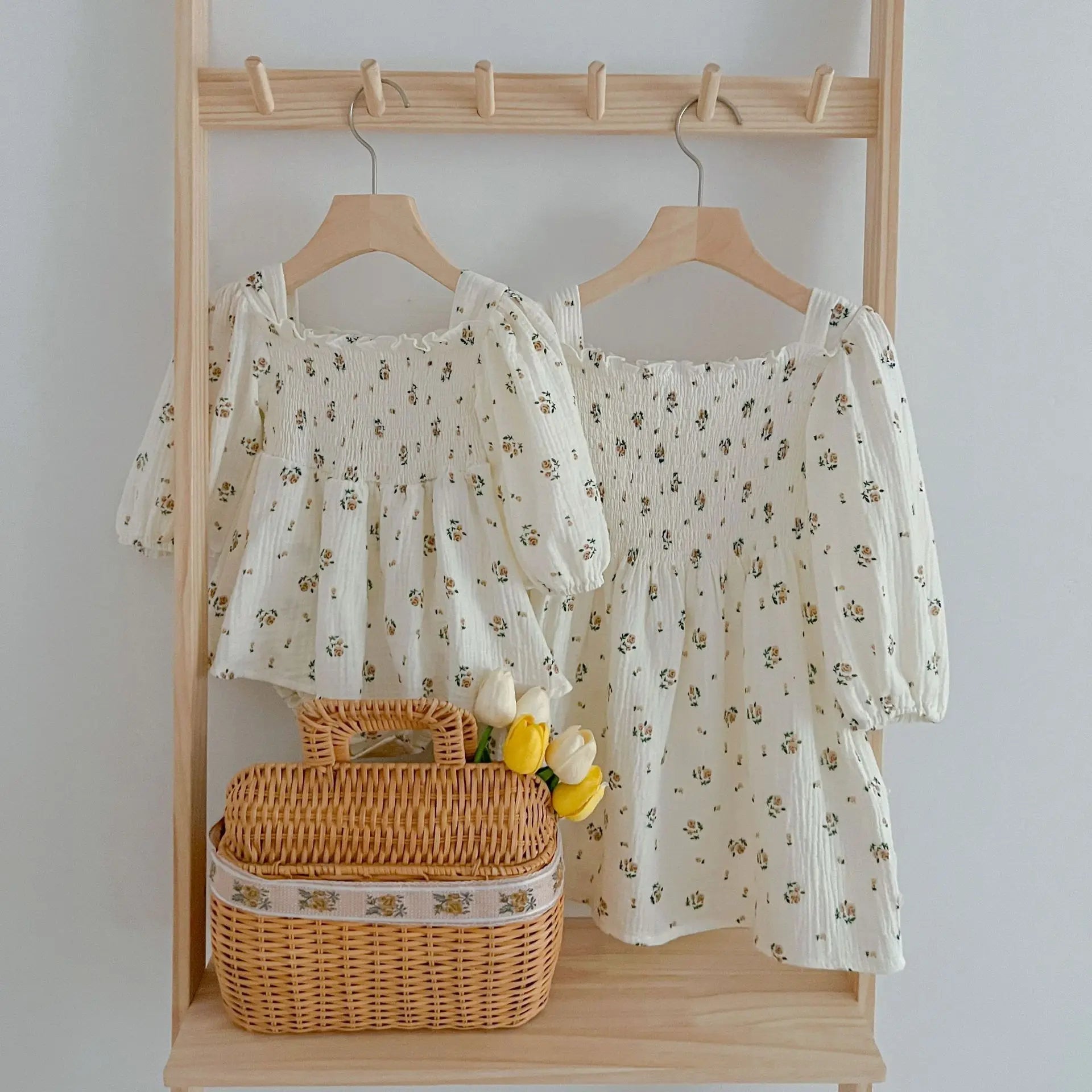 Spring Autumn Infant Kids Baby Girls Long Sleeve Rose Print Sisters Dress Newborn Kids Baby Girls Children Clothes Rompers - Kenner House Emporium