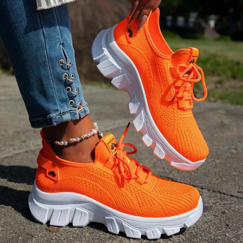 Spring Pink Sneakers Woman Shoes Casual Breathable Mesh Sneakers for Women Platform Slip - on Knitted Socks Sneakers Ladies - Kenner House Emporium