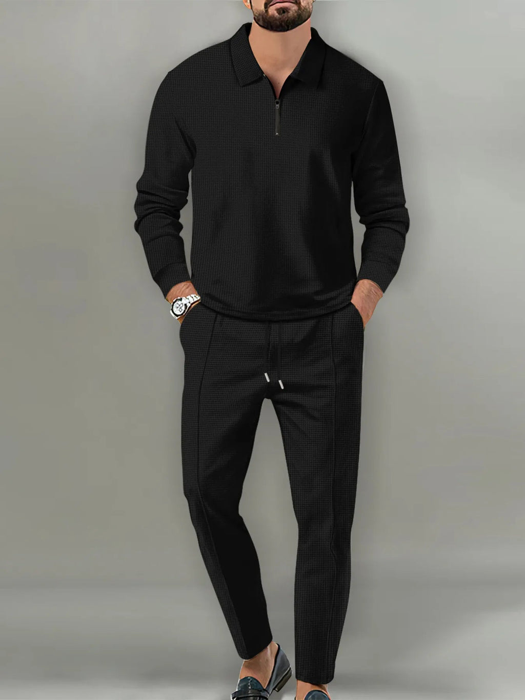Men's Full Size Long Sleeve Top and Pants Set Plus Size - Kenner House Emporium