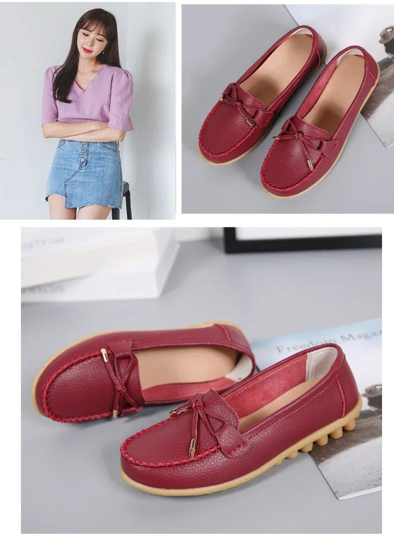 New Woman Flats Shoes Ballet Flat Sneakers Genuine Leather Spring Soft Moccasins Ladies Boat Ballerina Espadrilles Creepers - Kenner House Emporium