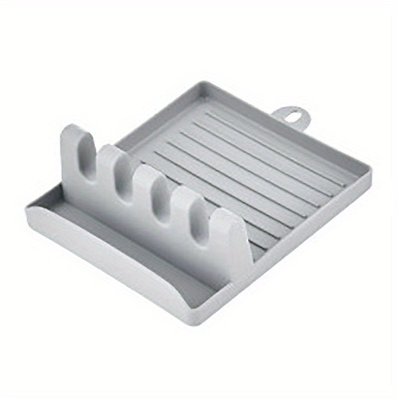 1pc White/Green Kitchen Utensil Holder with 4 Slots, Multi - Functional Stove Utensil Organizer, Smooth Plastic Easy - to - Clean Design with Hanging Hole for Drying, Raised Edge Anti - Spill Design, Suitable for Spatulas, Ladles, Ch - Kenner House Emporium