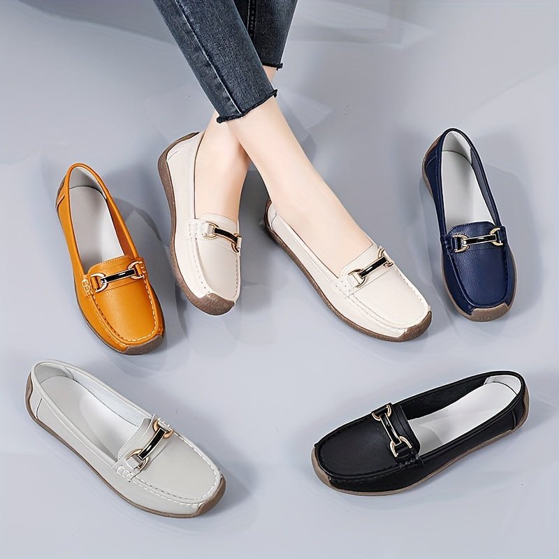 Women'S Slip - On Loafers - Soft, Non - Slip TPR Sole, Lightweight, Durable, Black Faux Cover Flats for Casual Wear, Ladies Shoes - Kenner House Emporium