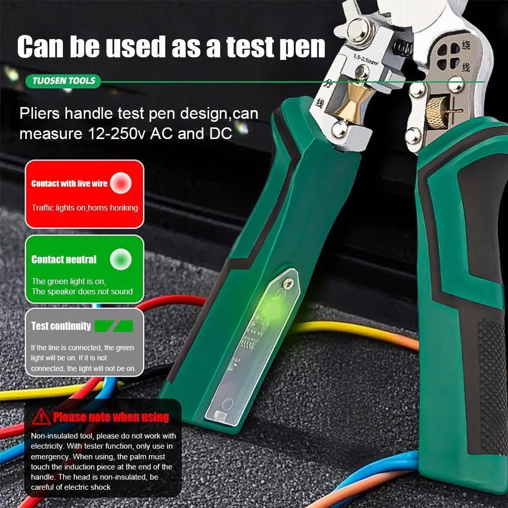 Electrician Plier 9 - in - 1 Multifunctional Versatile Wire Stripping Pliers Electricity Measurement Non - slip Wire Stripping Plier - Kenner House Emporium