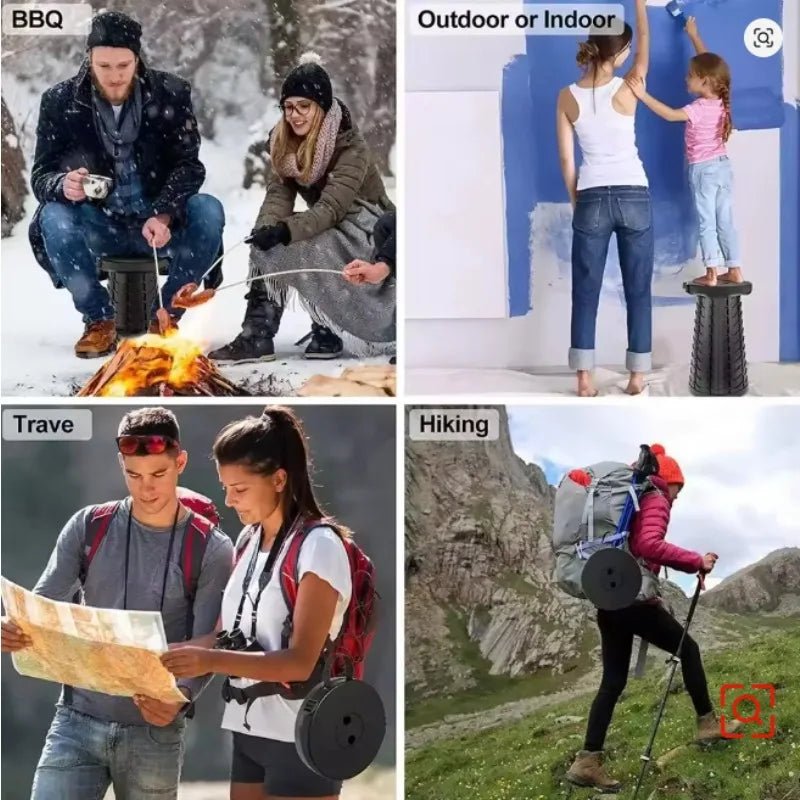 Outdoor telescopic folding stool - portable for queueing during travel, adjustable for home use, retractable seat for camping. - Kenner House Emporium