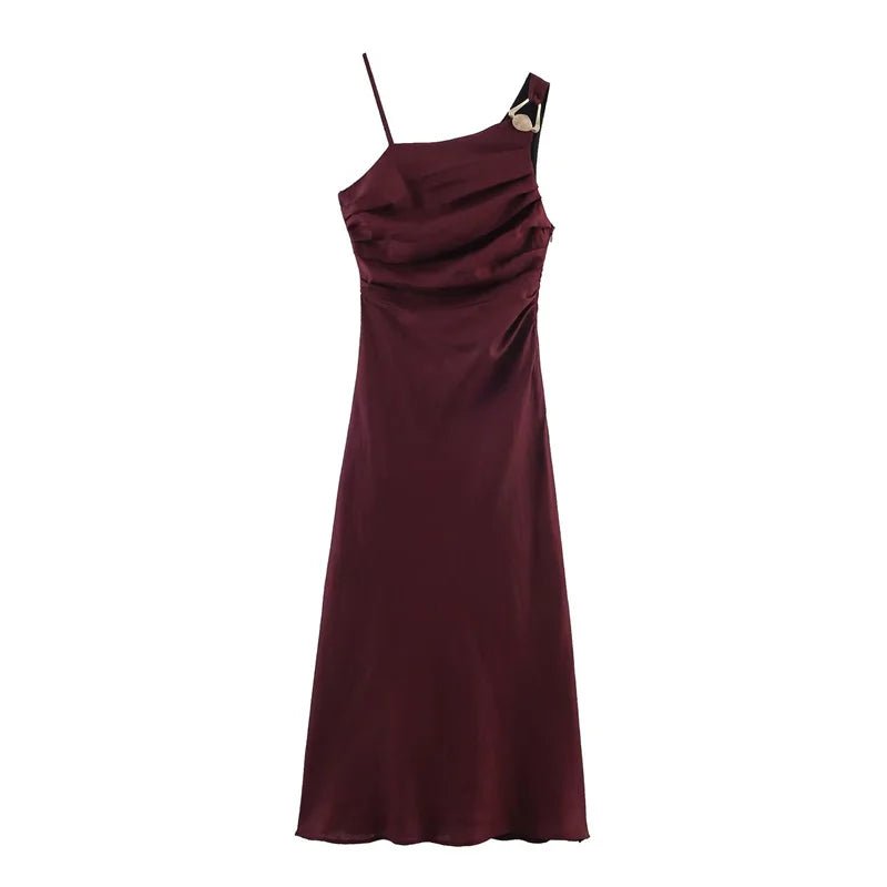 Women's Dress 2026 New Fashion Spring Summer Linen Asymmetric Midi Dress for Women Casual Chic Personality Dress - Kenner House Emporium