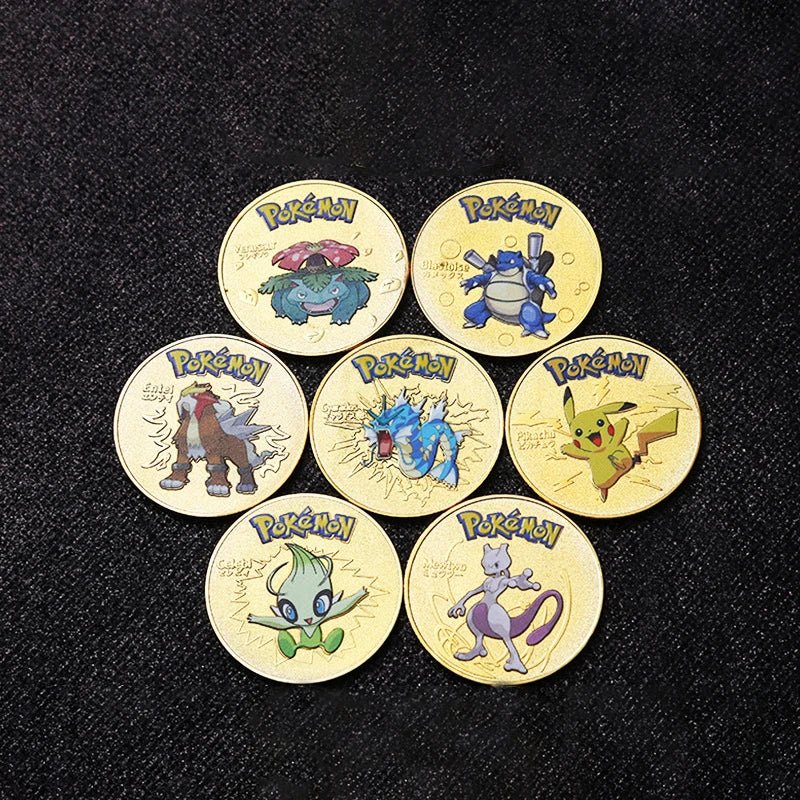 Golden Pok é mon Commemorative Coin, Pocket Monsters Cartoon Commemorative Badge, Collection, Play, Small Gifts, Event Souvenirs - Kenner House Emporium