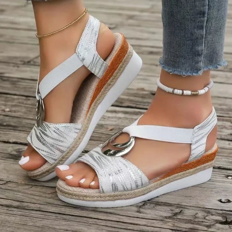 Women's Wedges Sandals 2024 Summer Snake Print Platform Sandals Gladiator Shoes Woman Comfort Casual Med High Heels Sandals - Kenner House Emporium