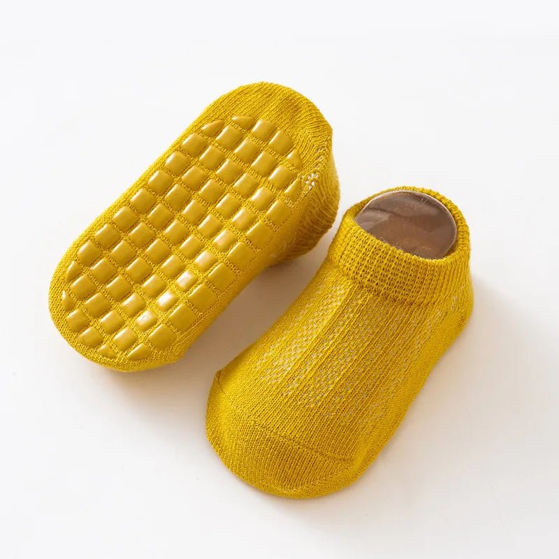 5 pairs Spring Summer Newborn Baby Socks Solid Color Infant Baby Floor Socks Soft Cotton Anti - slip Boat Socks For Girls Boys 0 - 5 - Kenner House Emporium