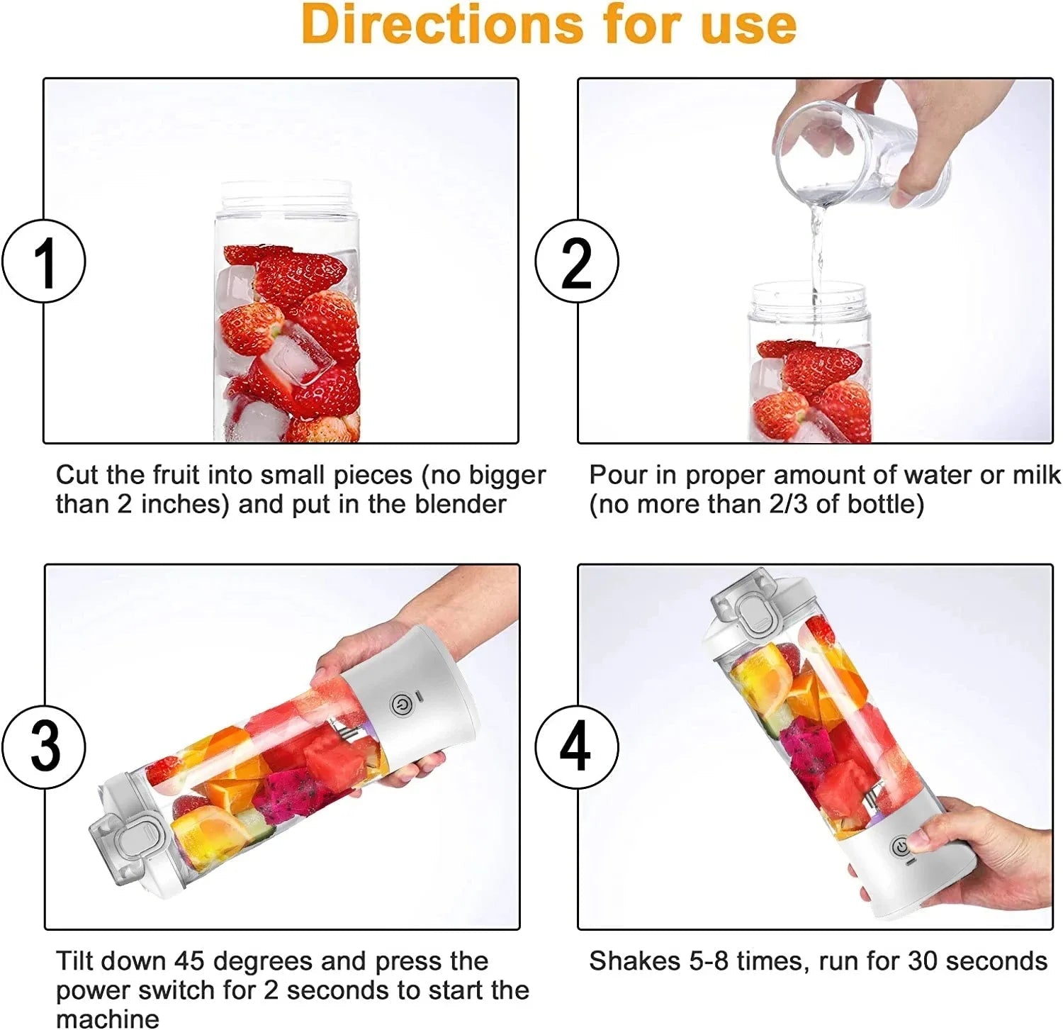 Household Fruit Juicer Portable Electric Juicer Blender USB Rechargeable Fruit Mixer 600ML Fruit Juicer Multi - functional Blender - Kenner House Emporium