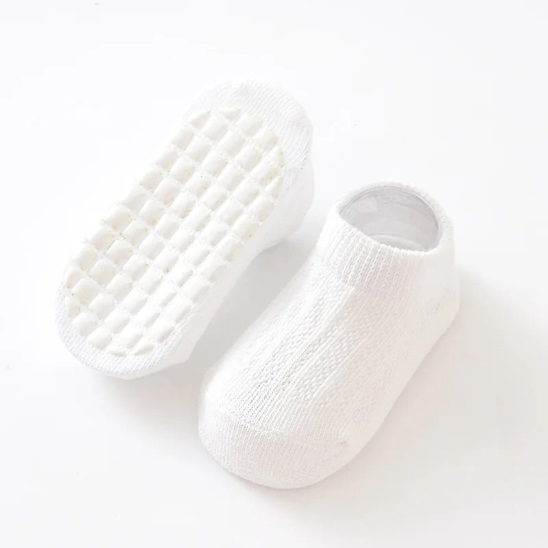 5 pairs Spring Summer Newborn Baby Socks Solid Color Infant Baby Floor Socks Soft Cotton Anti - slip Boat Socks For Girls Boys 0 - 5 - Kenner House Emporium