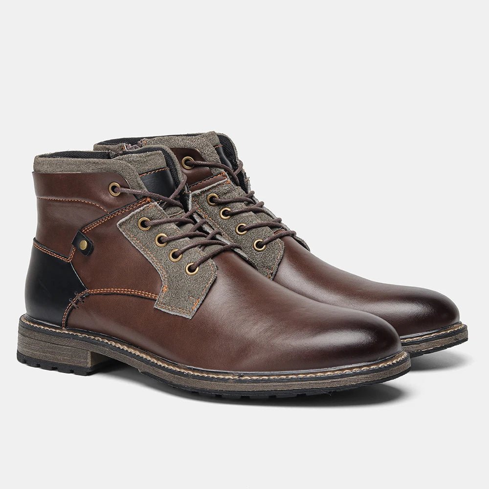 Dark Brown Men boots Spring British Style Leather Boots Retro Men Ankle Boots - Kenner House Emporium