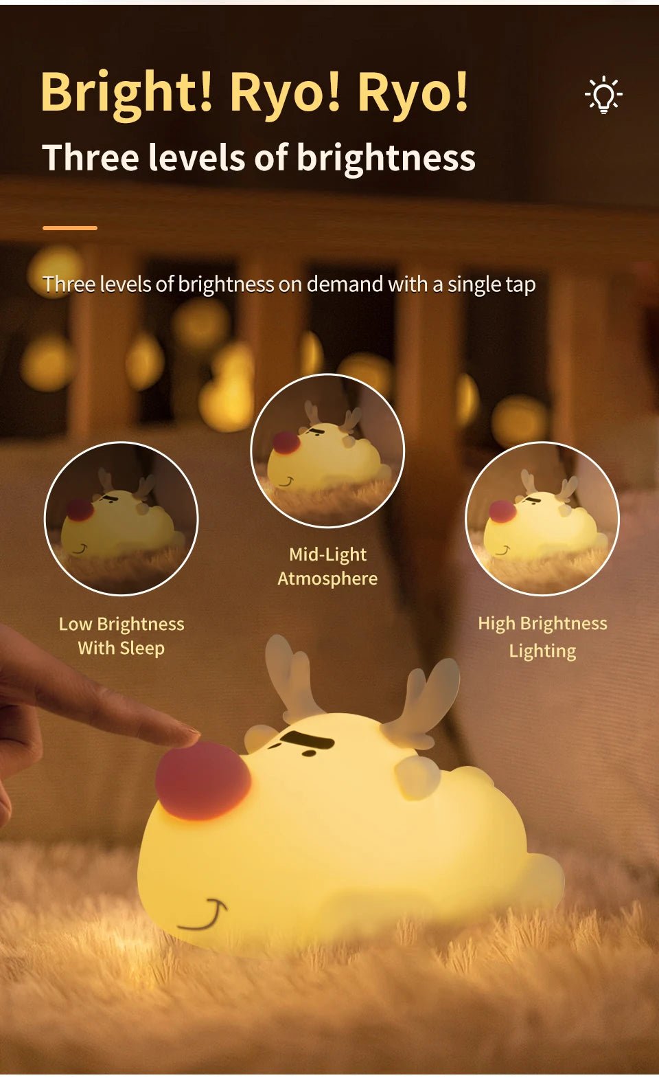 Mushroom Night Light LED Rechargeable USB Table Lamp Desk Room Decoration Baby Nursery Kids Birthday Gift Animal Pumpkin Lantern - Kenner House Emporium