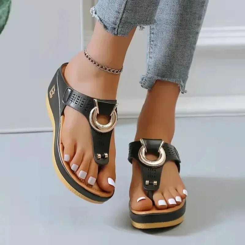 Summer Sandals Women 2025 Big Size Platform Wedges Sandals Slippers Non - Slip Open Toe Flip Flops Ladies Comfortable Beach Shoes - Kenner House Emporium
