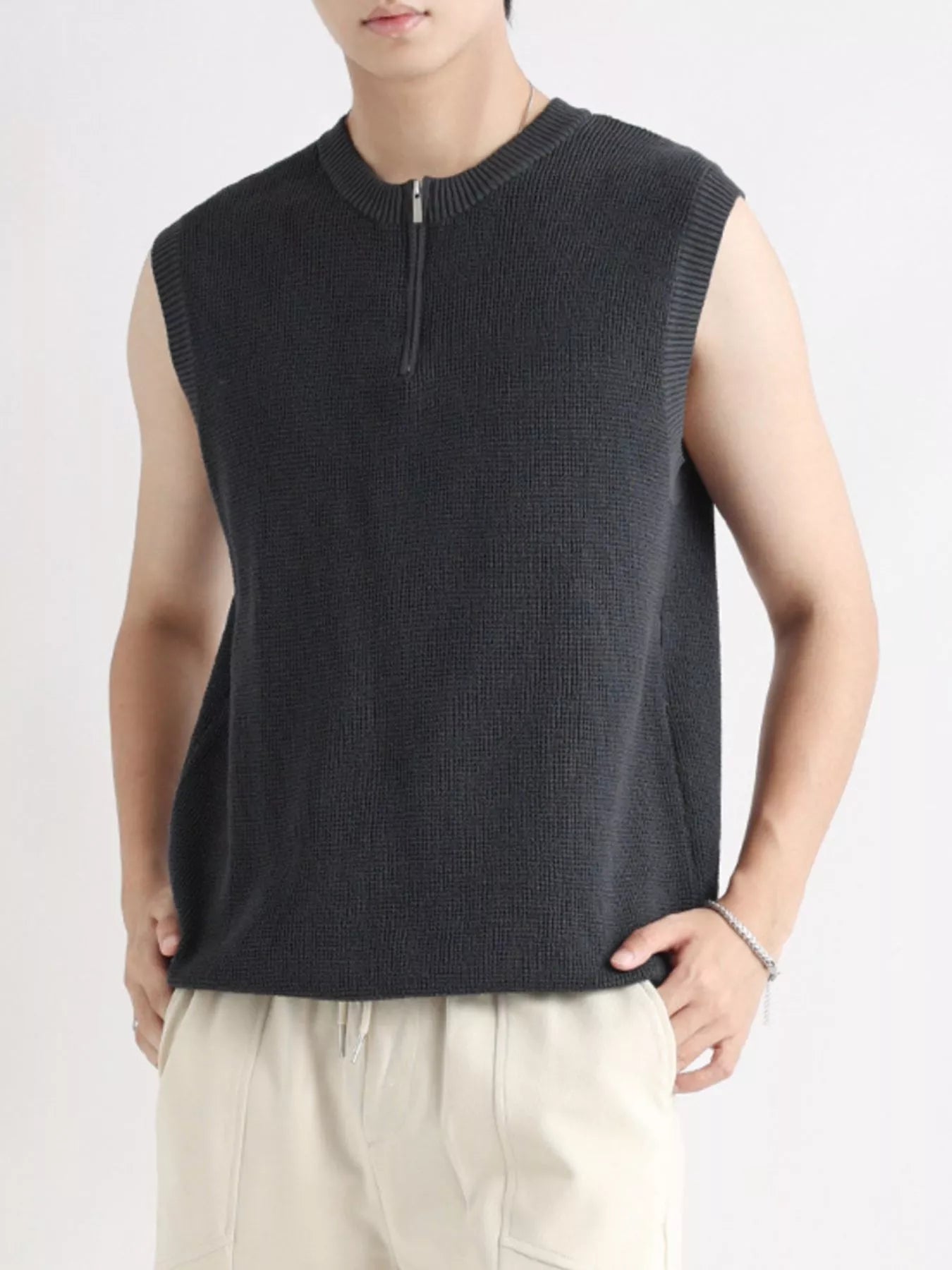 Men's Plus Size Knitted Zip - Up Tank - Kenner House Emporium