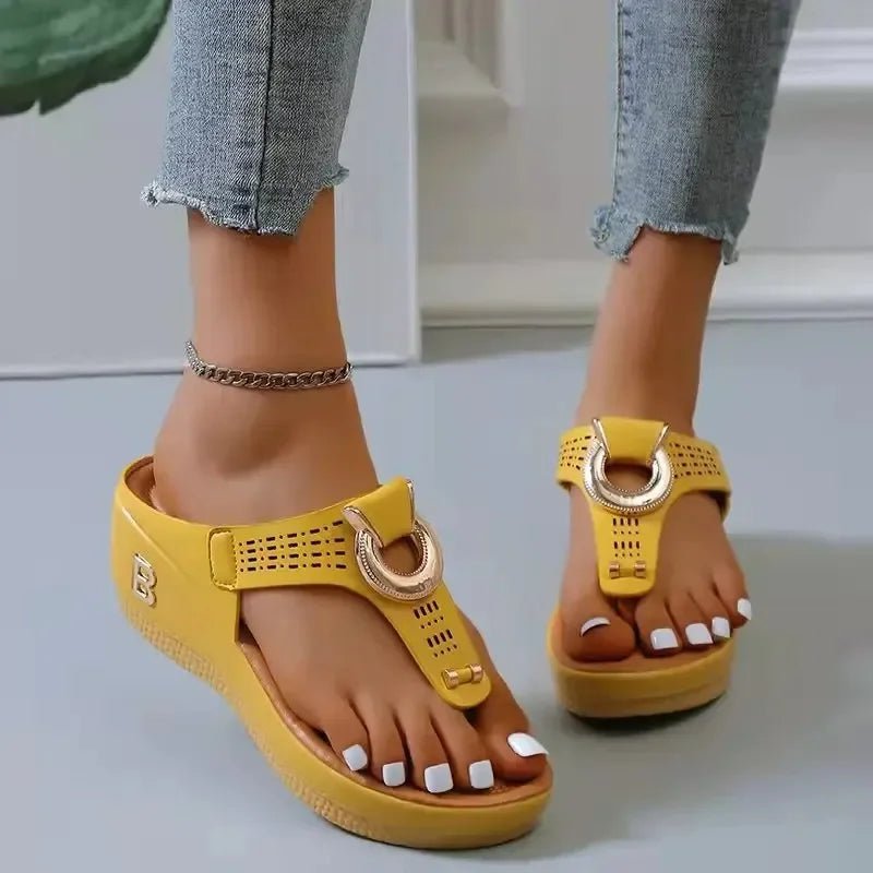 Summer Sandals Women 2025 Big Size Platform Wedges Sandals Slippers Non - Slip Open Toe Flip Flops Ladies Comfortable Beach Shoes - Kenner House Emporium
