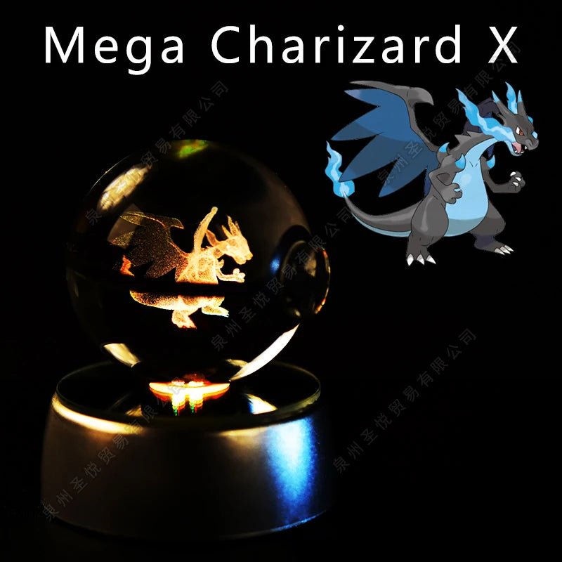 Pokemon Crystal Ball 3D Pikachu Gengar Mewtwo Night Light Lamp Pokeball 3D Glass Pokemon Crystal Ball Statue Kids Birthday Gift - Kenner House Emporium