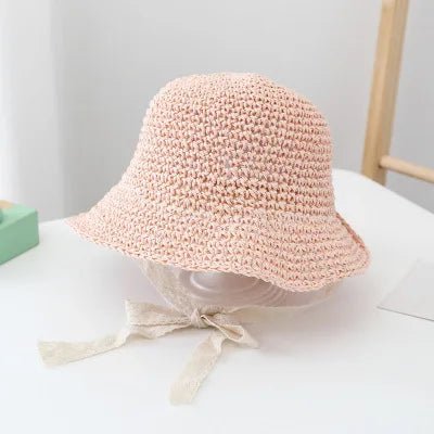 Fashion Baby Petal Brim Straw Woven Hat Sun Protection Lace Cap Kids Girls Princess Collapsible Beach Cute Infant Bucket Hats - Kenner House Emporium