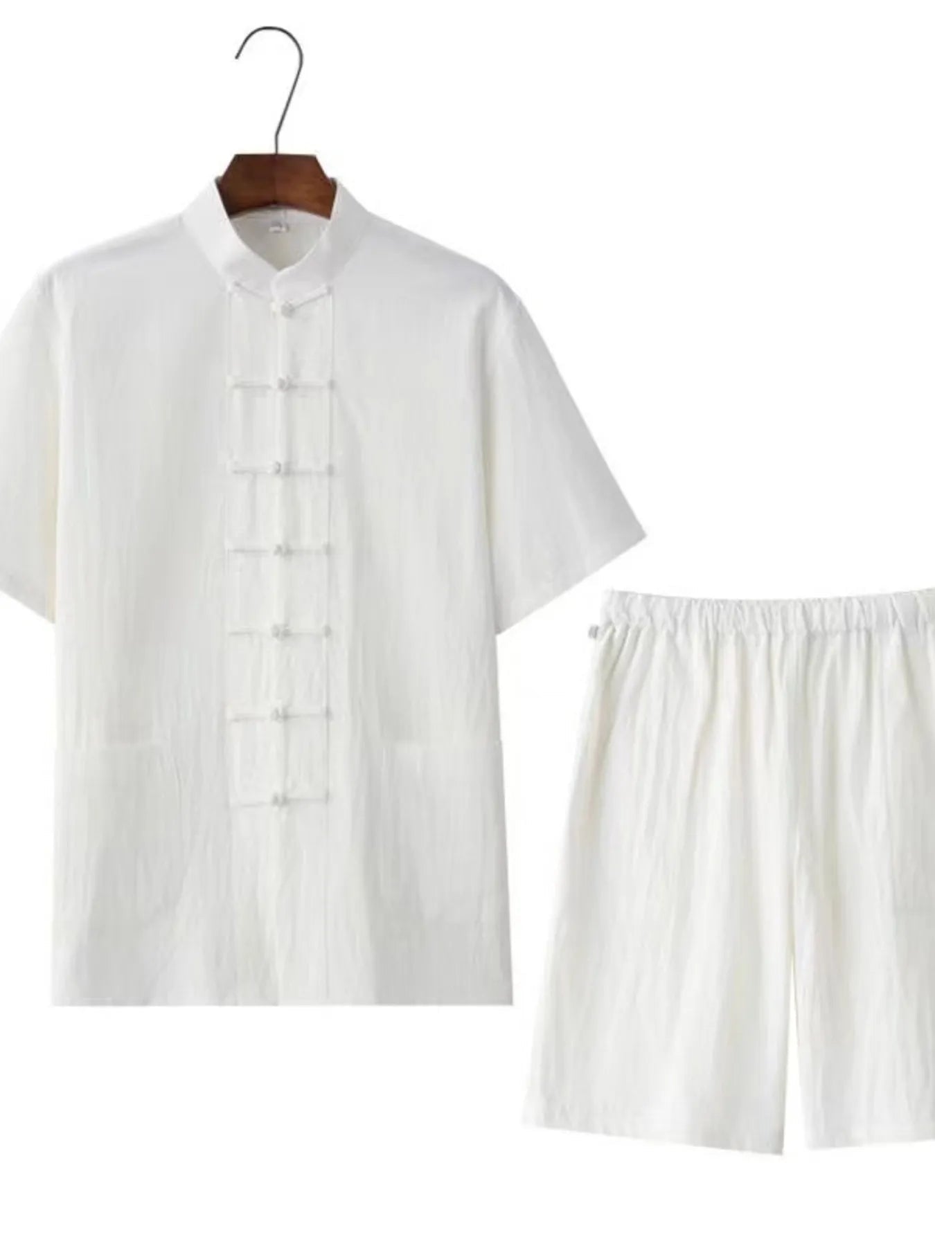 Men's Plus Size Chinese Style Top and Shorts Set - Kenner House Emporium