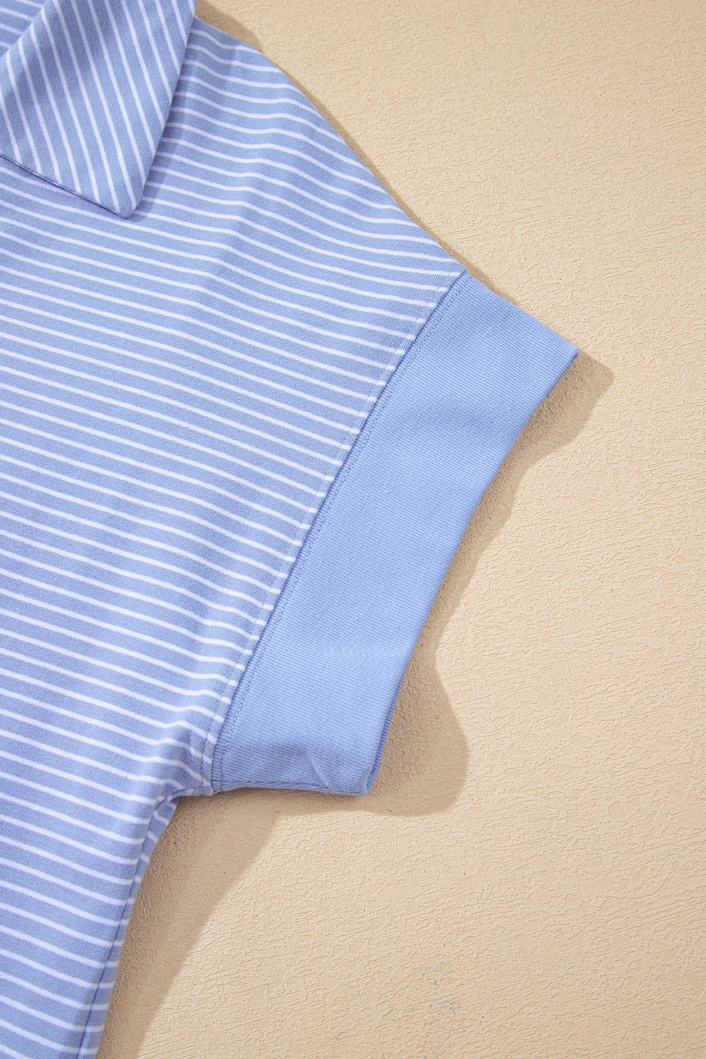 Sky Blue Striped Dolman Sleeve Pullover and Drawstring Shorts Set - Kenner House Emporium