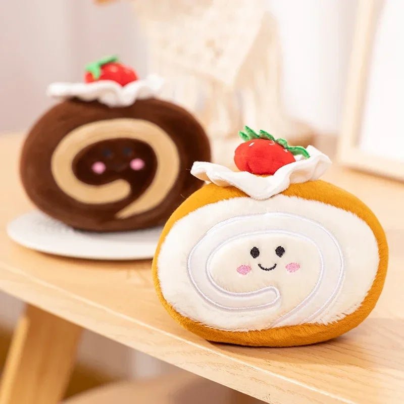 Stuffed Cake Plushie Strawberry Swiss Roll Plush Toys Cute Face Cream Snack Party Decor Party Gift Toys For Kids Birthday - Kenner House Emporium