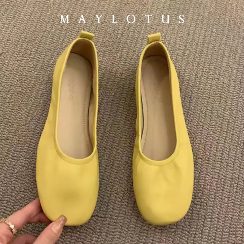 2026 Women Shoes Brand Designer Ballet Flats Woman Round Toe Japanned Leather Flats Vintage Narrow Band Loafers - Kenner House Emporium